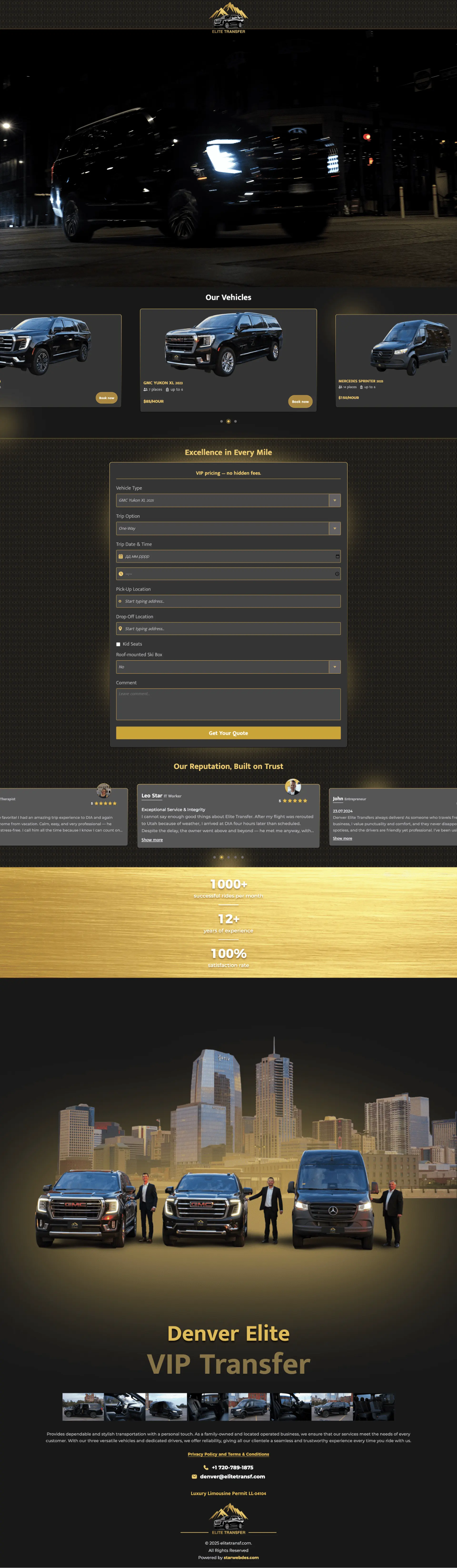 Full-page preview of Elite Transfer website